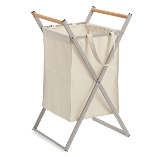 Wäschesammler, Metall/Holz/Polyester, greige