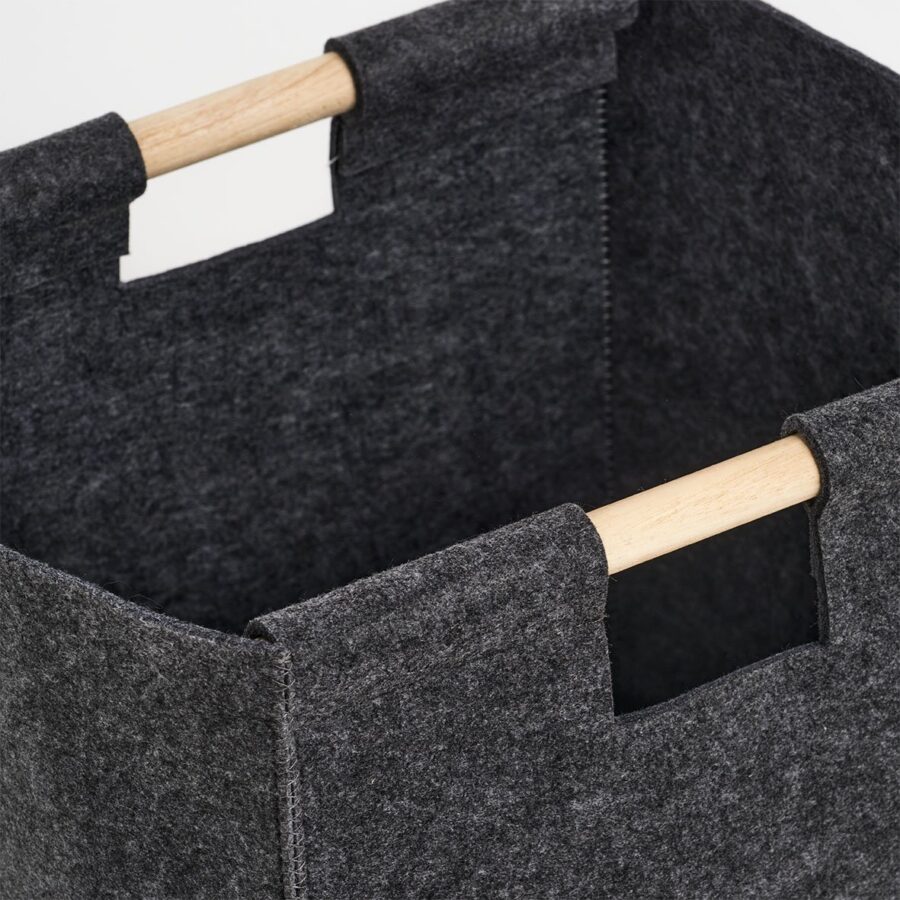 Aufbewahrungskorb, Filz/Holz, anthrazit – Ansicht 3