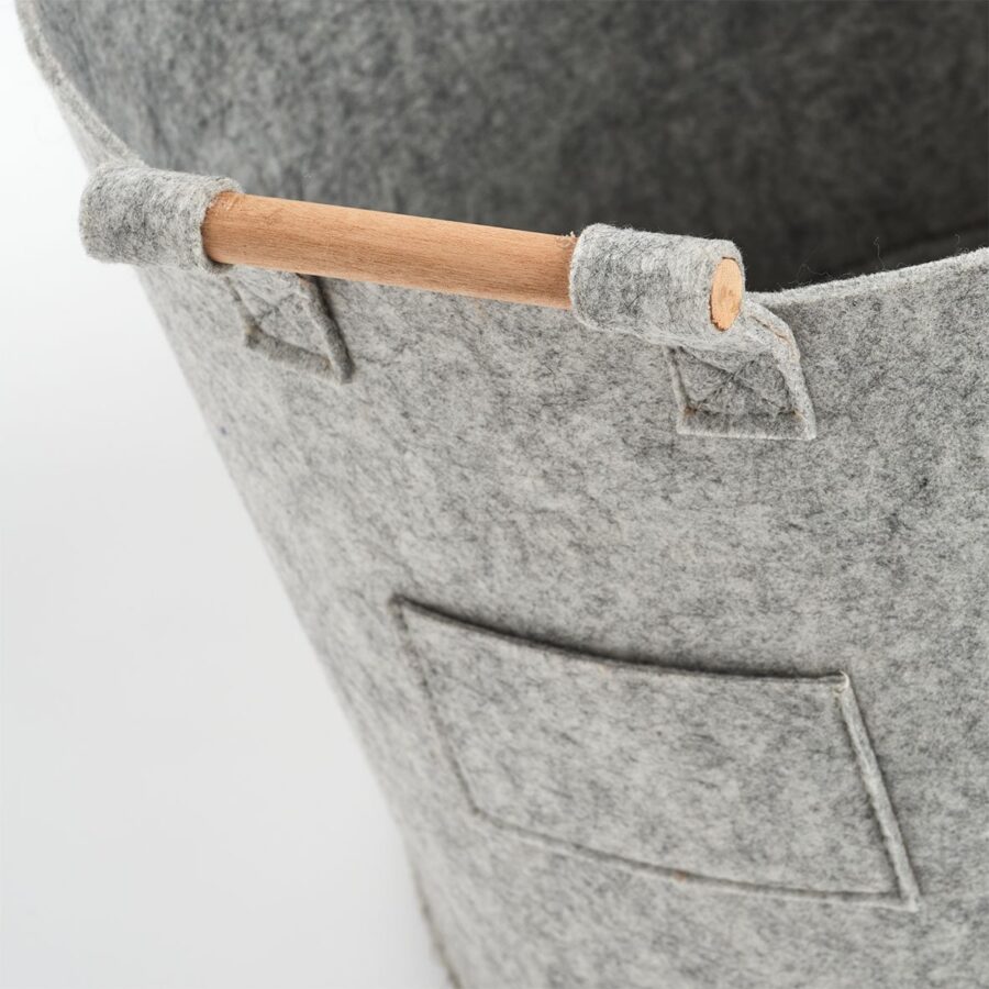 Aufbewahrungskorb, Filz/Holz, grau – Ansicht 3