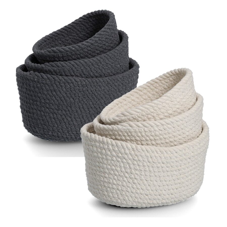 Aufbewahrungskorb-Set, 3-tlg., Baumwolle, weiß – Ansicht 9