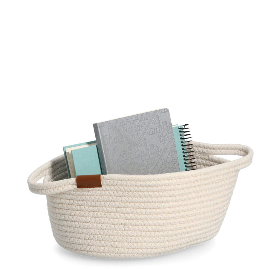 Aufbewahrungskorb, Baumwolle/Polyester, weiß – Ansicht 5