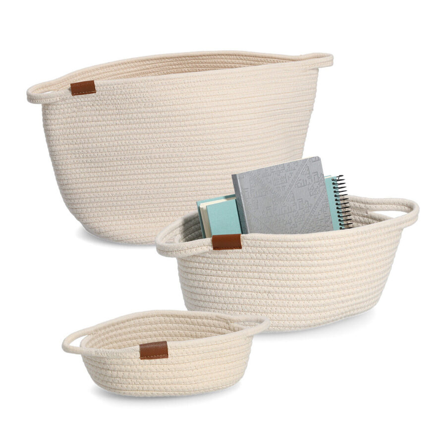 Aufbewahrungskorb, Baumwolle/Polyester, weiß – Ansicht 5