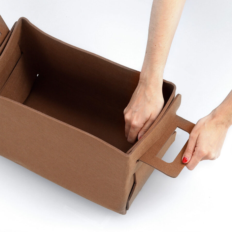 Aufbewahrungskorb, Filz, cognac – Ansicht 2