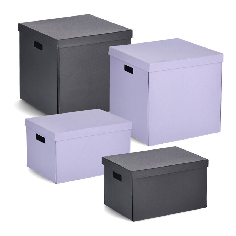 Aufbewahrungsbox, recycelt. Karton, schwarz – Ansicht 6