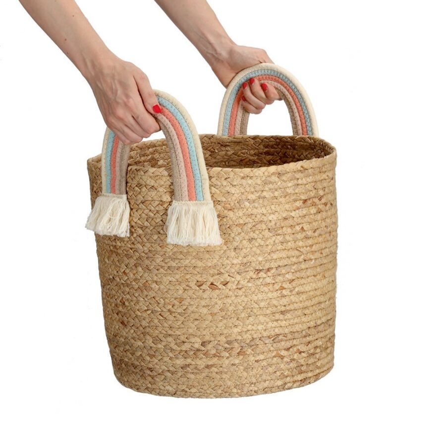 Aufbewahrungskorb "Rainbow", Seegras/Baumwolle – Ansicht 2