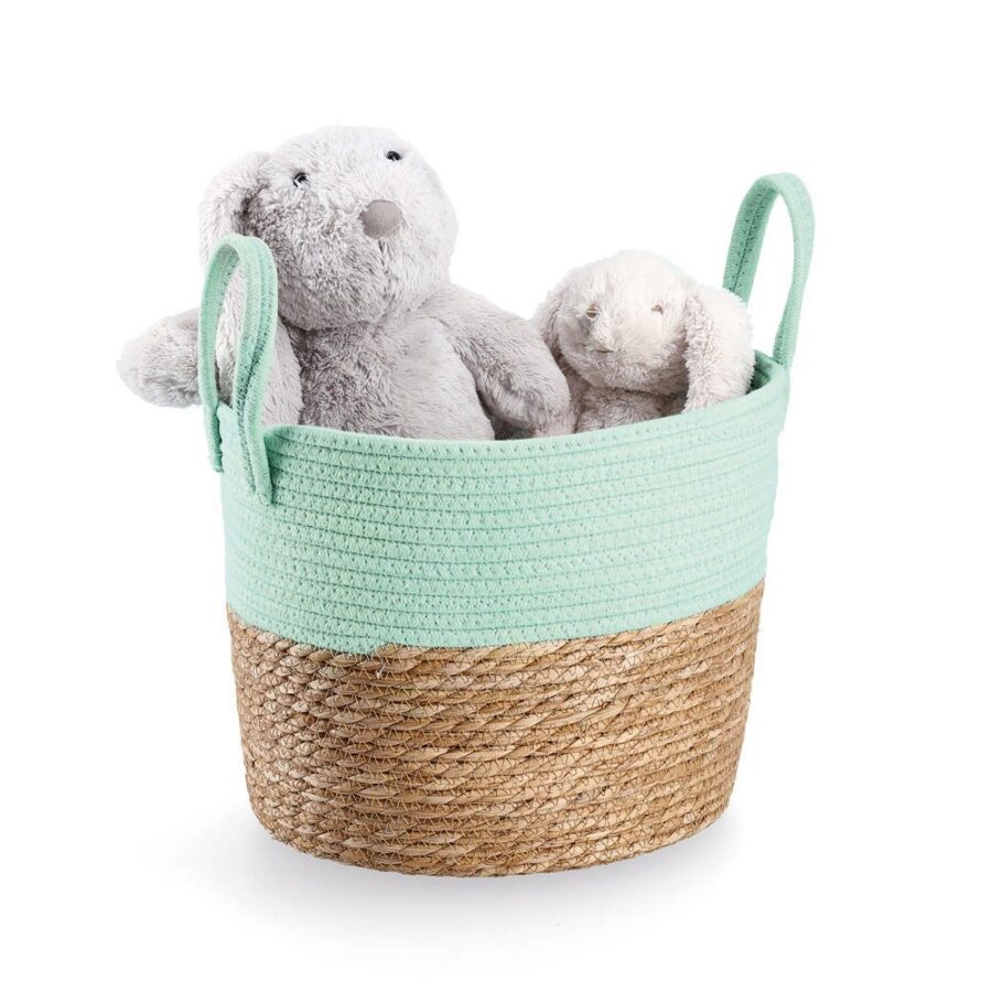 Aufbewahrungskorb, Baumwolle/Wasserhyazinthe, mint – Ansicht 2