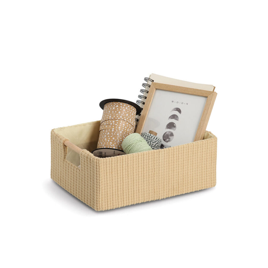 Aufbewahrungskorb, Baumwolle/Polyester/Holz, – Ansicht 3