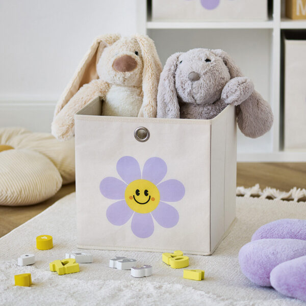 Aufbewahrungsbox "Happy Flower", Vlies, creme – Lifestyle 1