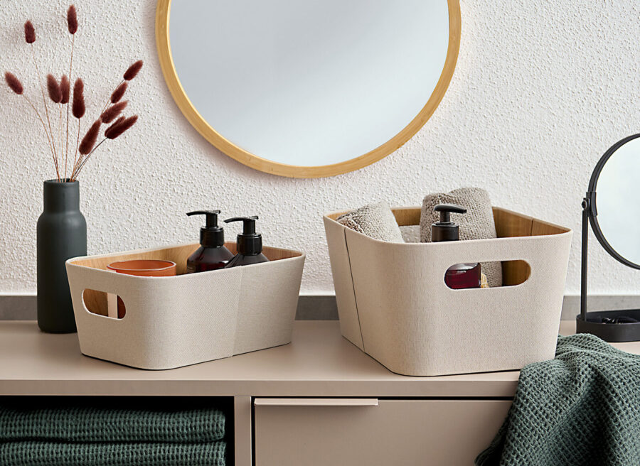 Aufbewahrungsbox, Pappe/Polyester, beige – Lifestyle 1