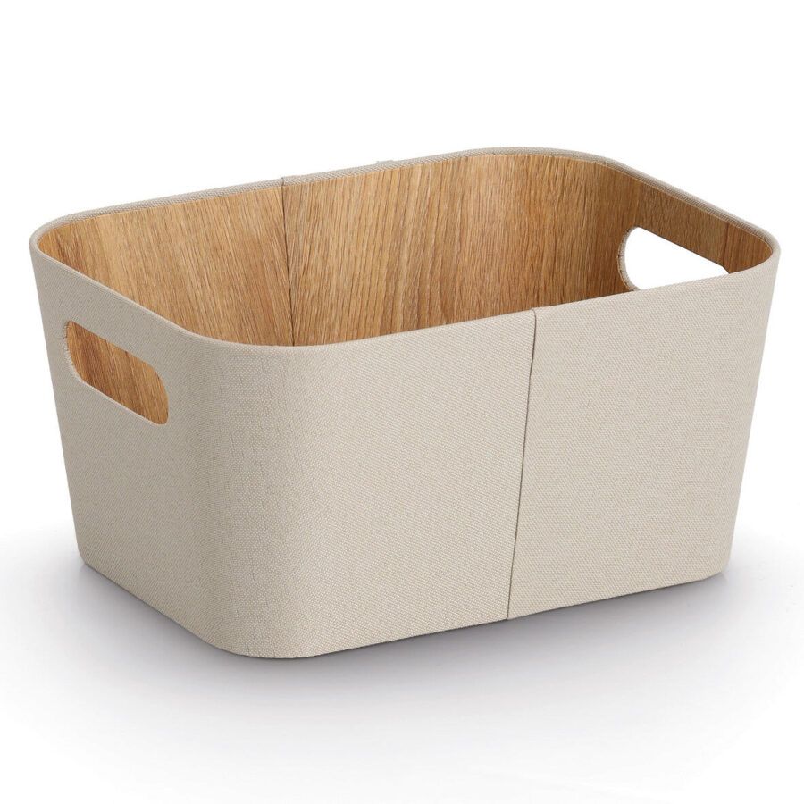 Aufbewahrungsbox, Pappe/Polyester, beige