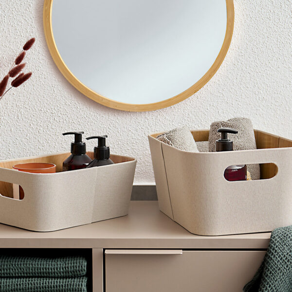 Aufbewahrungsbox, Pappe/Polyester, beige – Lifestyle 1