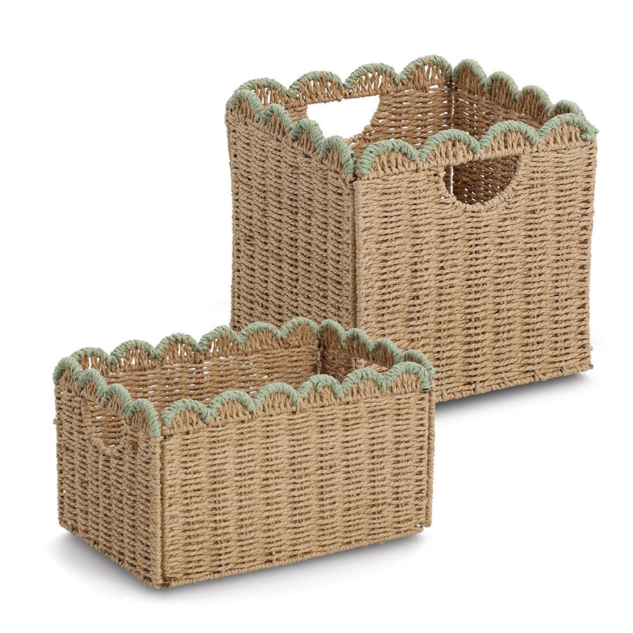 Aufbewahrungskorb, Papiergeflecht, mint, faltbar – Ansicht 3