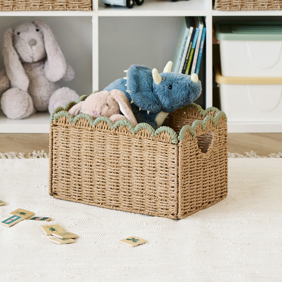 Aufbewahrungskorb, Papiergeflecht, mint, faltbar – Lifestyle 1