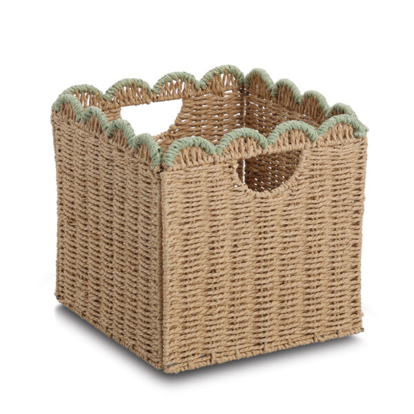 Aufbewahrungskorb, Papiergeflecht, mint, faltbar