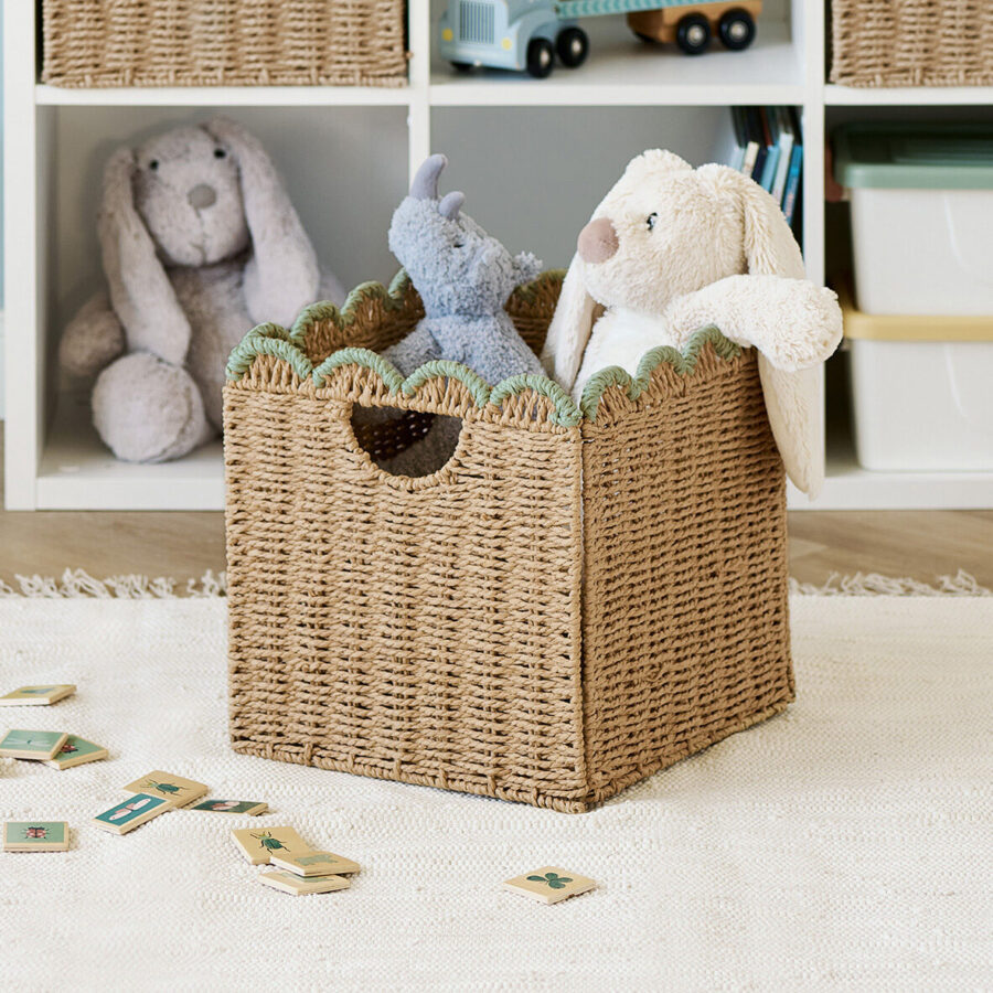 Aufbewahrungskorb, Papiergeflecht, mint, faltbar – Lifestyle 1