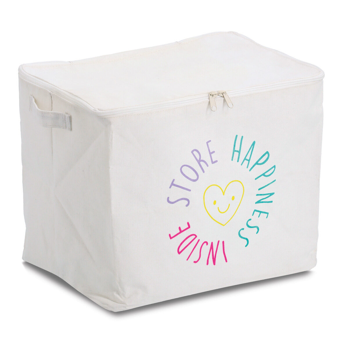 Aufbewahrungsbox "Happiness" mit Reißverschluss,