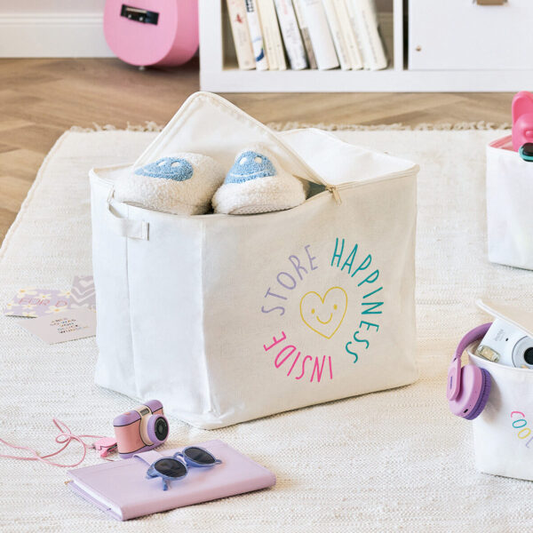 Aufbewahrungsbox "Happiness" mit Reißverschluss, – Lifestyle 1