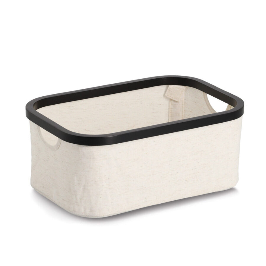 Aufbewahrungskorb, Polyester/Bambus, creme/schwarz – Ansicht 3