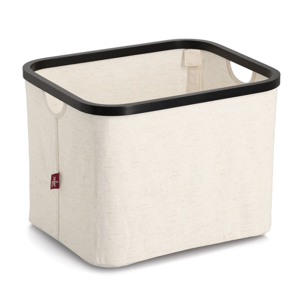 Aufbewahrungskorb, Polyester/Bambus, creme/schwarz