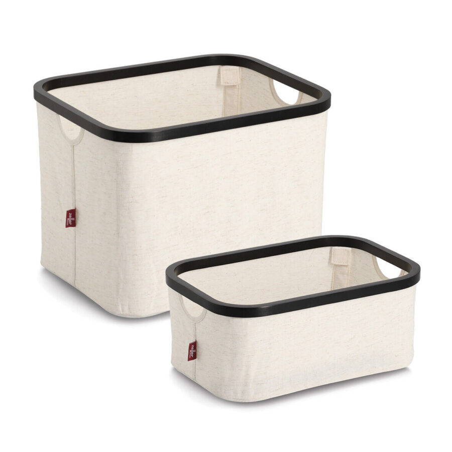 Aufbewahrungskorb, Polyester/Bambus, creme/schwarz – Ansicht 4