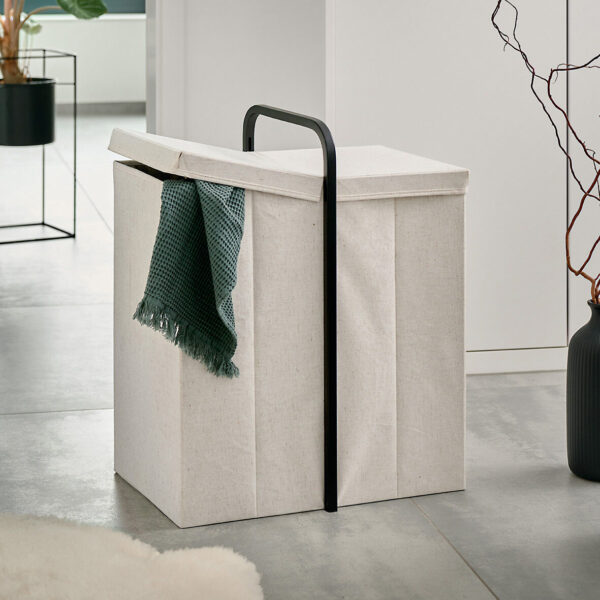 Wäschesammler, Polyester/Bambus, creme/schwarz – Lifestyle 1