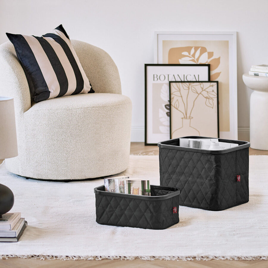 Aufbewahrungskorb, Polyester/Bambus, schwarz – Lifestyle 1