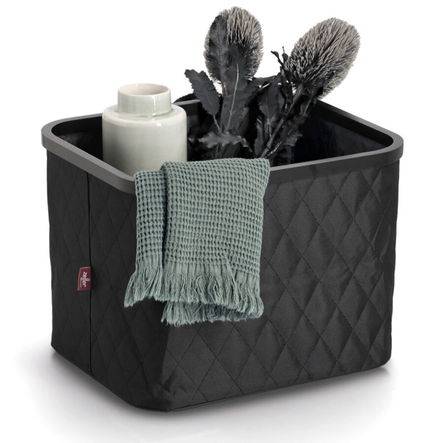 Aufbewahrungskorb, Polyester/Bambus, schwarz – Ansicht 2