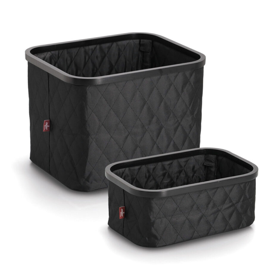 Aufbewahrungskorb, Polyester/Bambus, schwarz – Ansicht 3