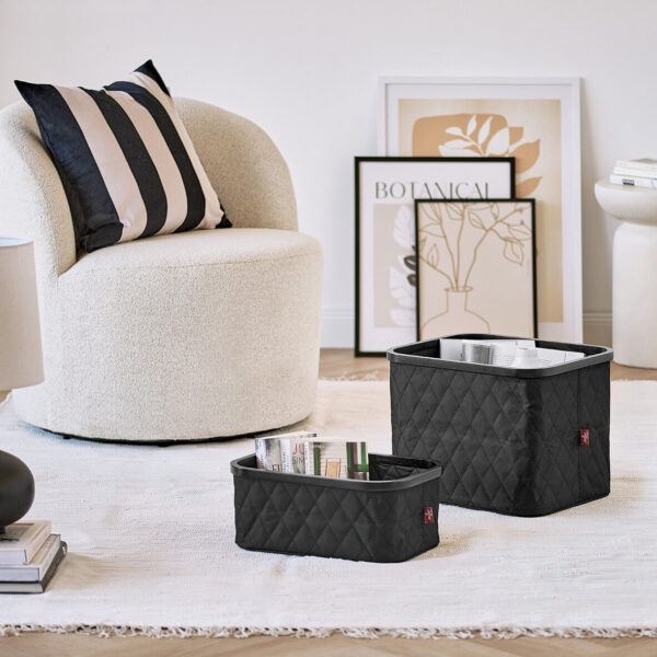 Aufbewahrungskorb, Polyester/Bambus, schwarz – Lifestyle 1