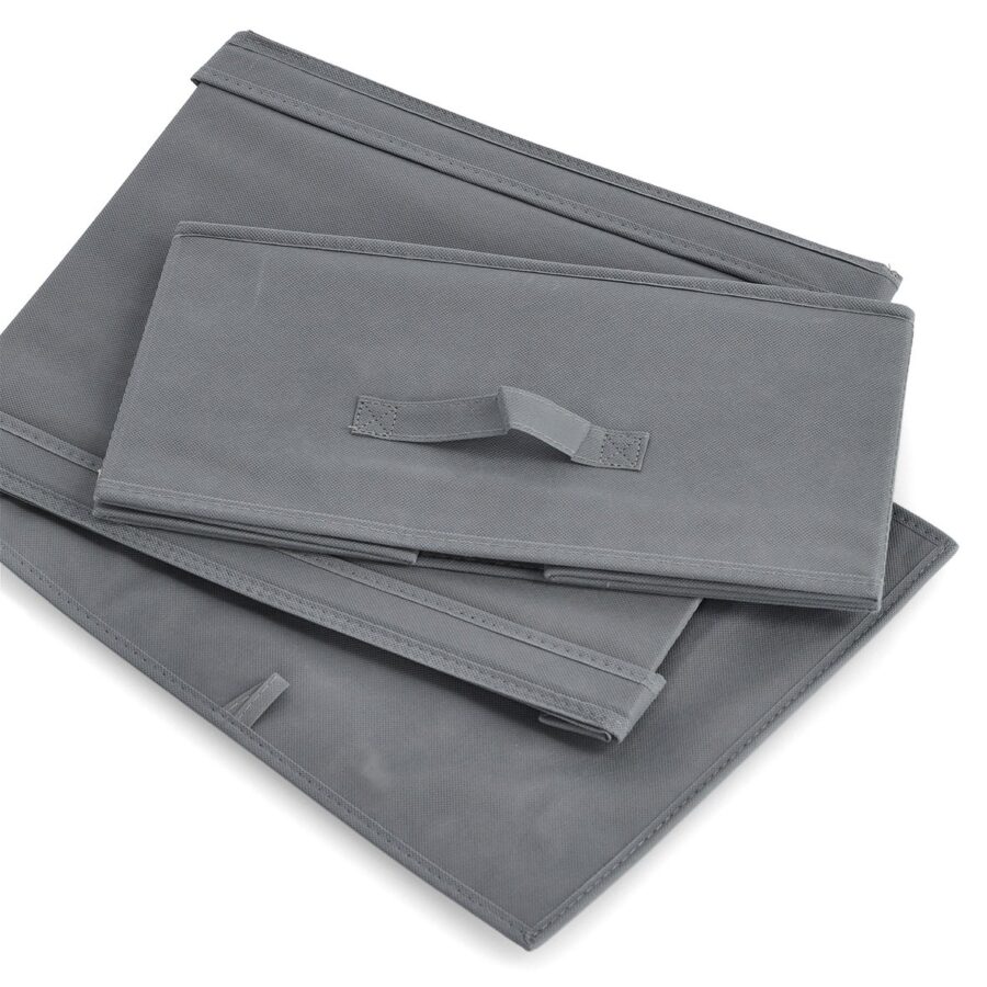 Aufbewahrungsbox m. Deckel, Vlies, grau – Ansicht 3
