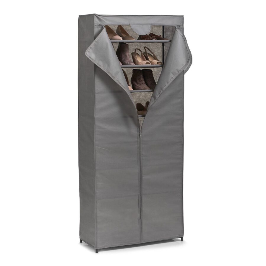 Textil-Schuhschrank, 8 Fächer, Vlies/Metall, grau – Ansicht 2