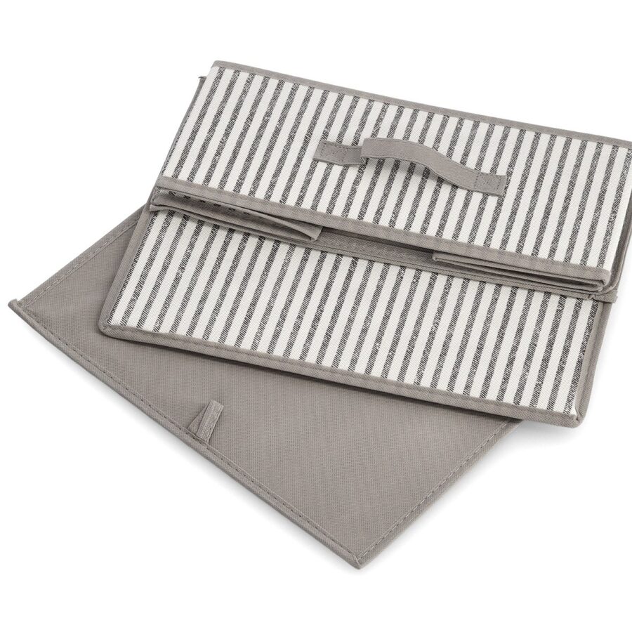Aufbewahrungsbox m. Deckel "Stripes", Vlies, beige – Ansicht 2