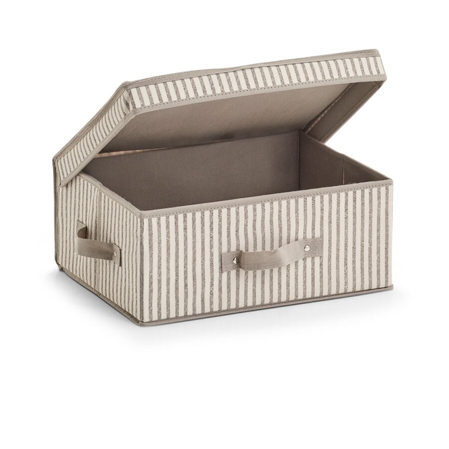 Aufbewahrungsbox m. Deckel "Stripes", Vlies, beige – Ansicht 4