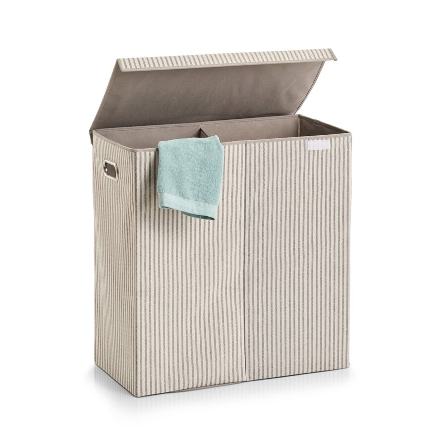 Wäschesammler "Stripes", 2-fach, Vlies, beige – Ansicht 2