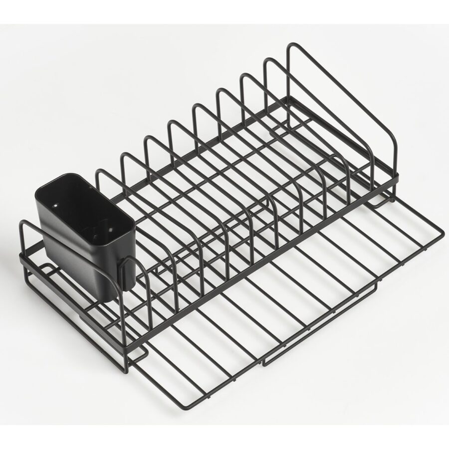 Geschirrabtropfständer, Metall/Kunststoff, schwarz – Ansicht 3