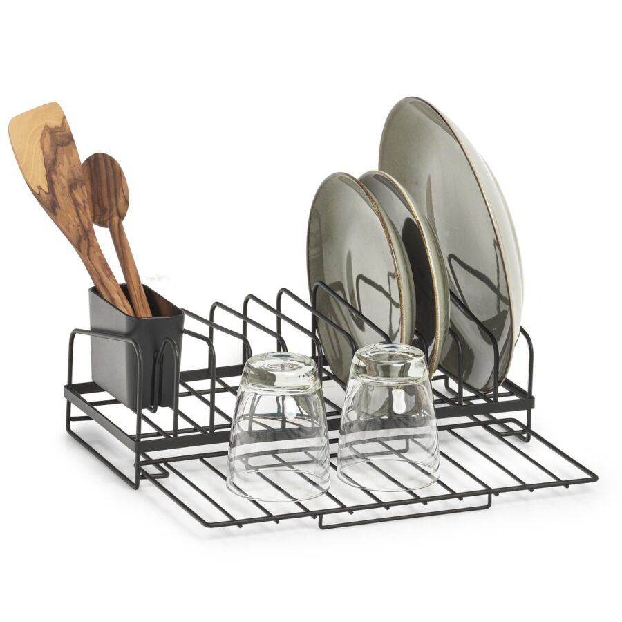 Geschirrabtropfständer, Metall/Kunststoff, schwarz – Ansicht 4