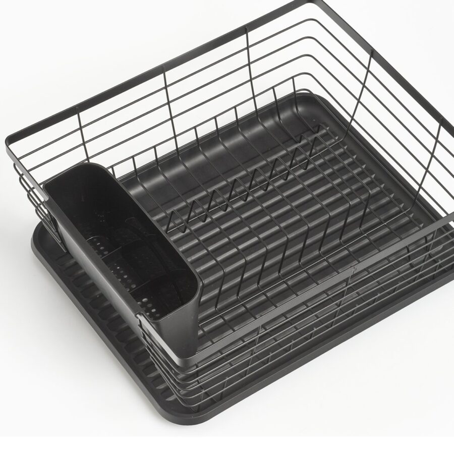 Geschirrabtropfständer, Metall/Kunststoff, schwarz – Ansicht 4