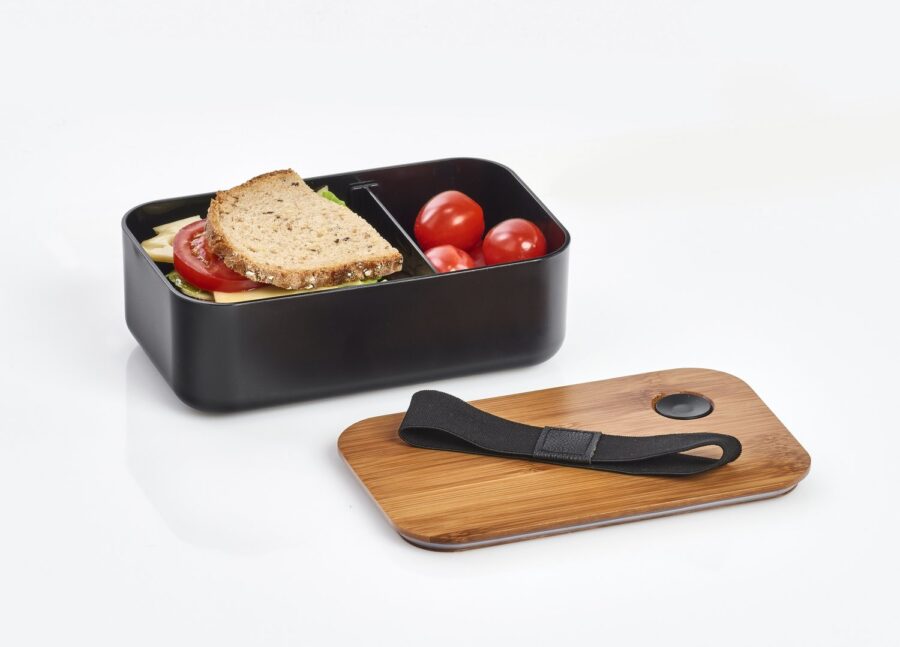 Lunch Box, Kunststoff/Bambus, schwarz – Ansicht 4