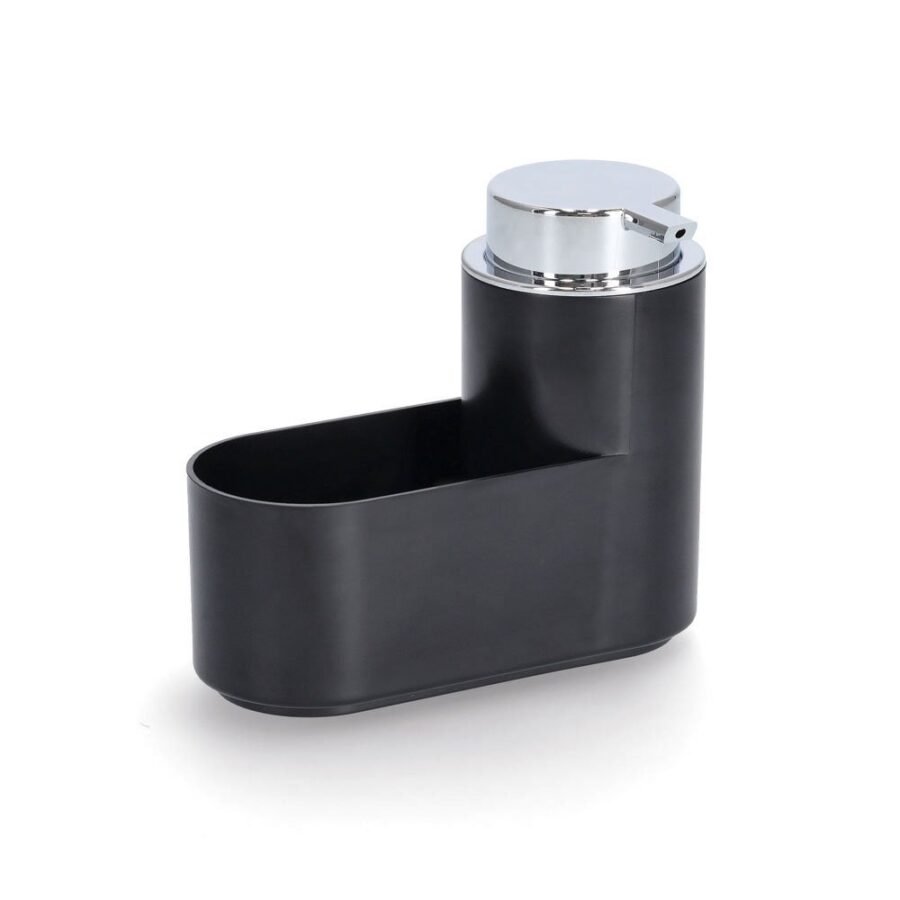 Seifenspender-Set, 3-tlg., Kunststoff, schwarz – Ansicht 2