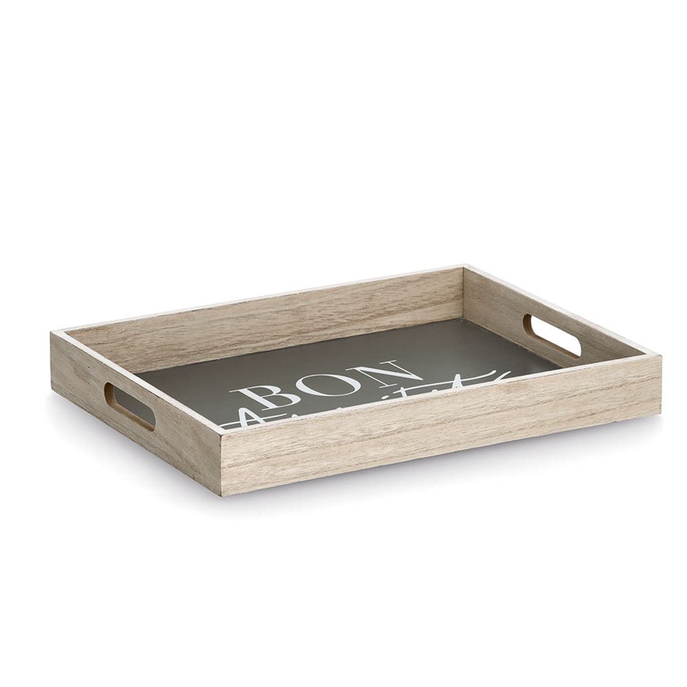 Serviertablett "Bon Appetit", MDF, anthrazit