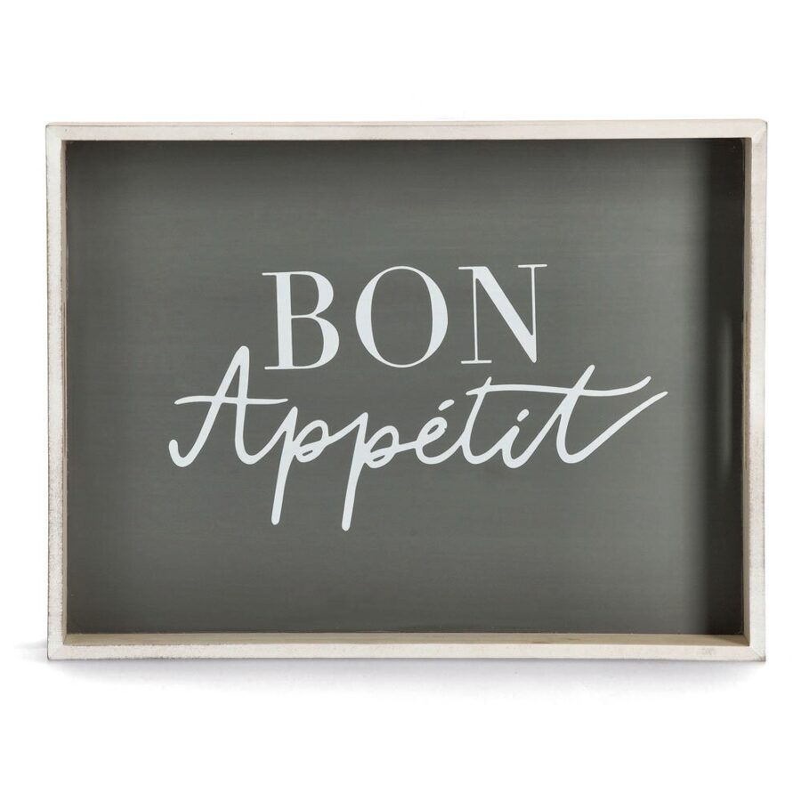 Serviertablett "Bon Appetit", MDF, anthrazit – Ansicht 2