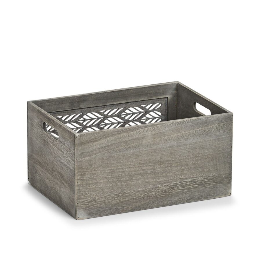 Aufbewahrungskiste "Leaves", Holz, grau – Ansicht 5