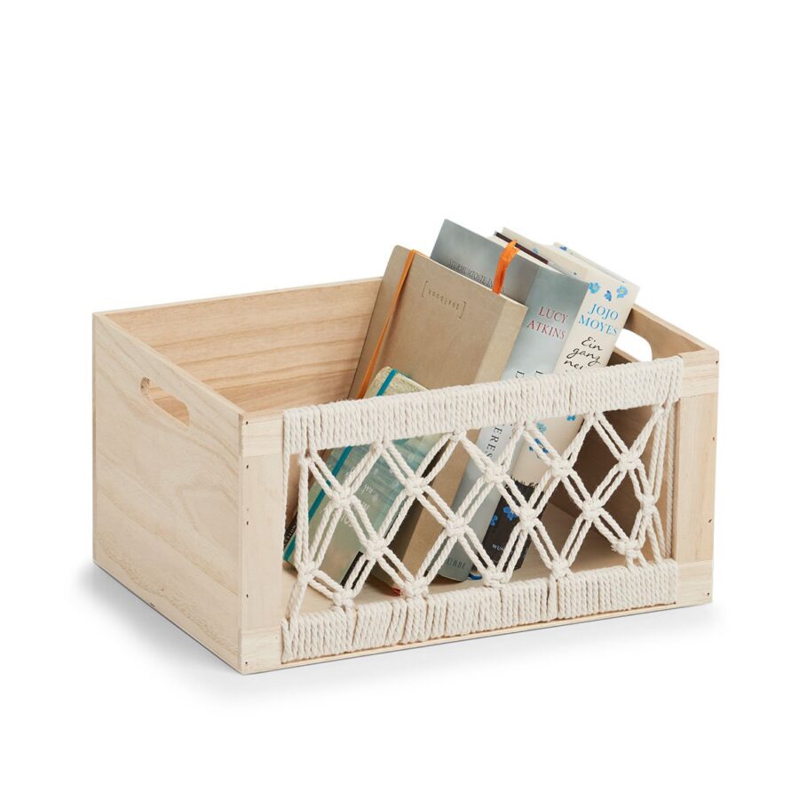 Aufbewahrungskiste "Boho", Holz/Baumwolle – Ansicht 5