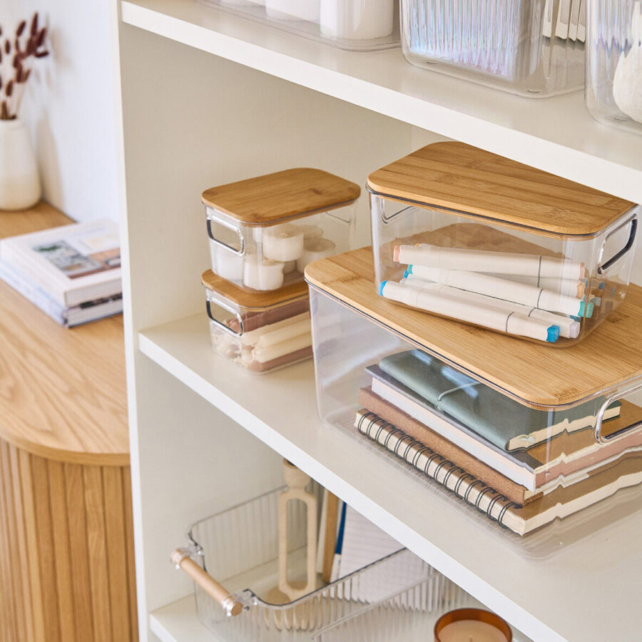 Aufbewahrungsboxen-Set, 4-tlg., Kunststoff/Bambus – Lifestyle 1