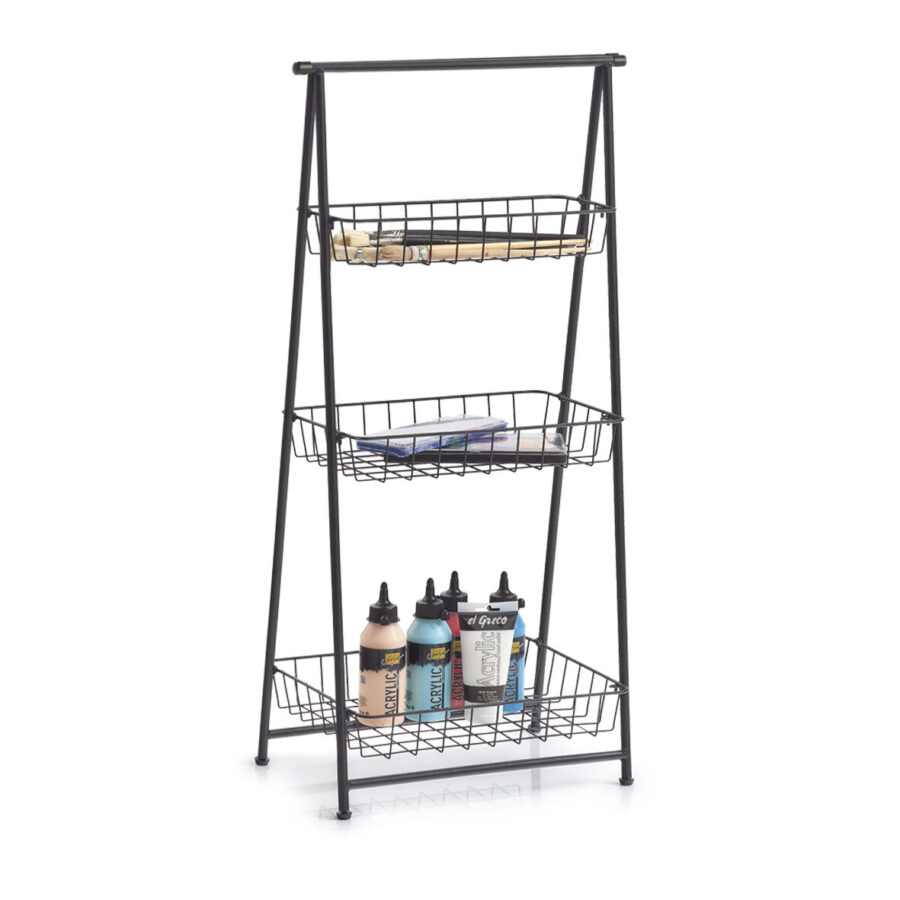 Standregal, 3-lagig, Metall, schwarz – Ansicht 5