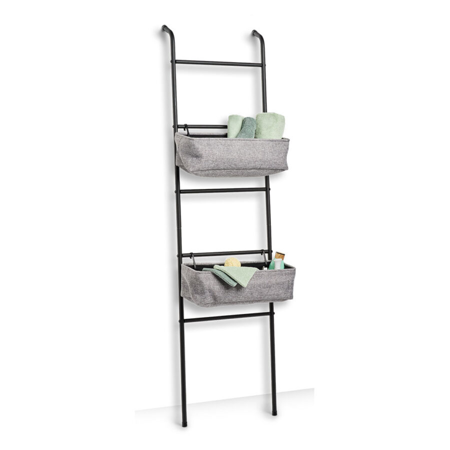 Leiter-Regal m. 2 Körben, Metall/Polyester, – Ansicht 4