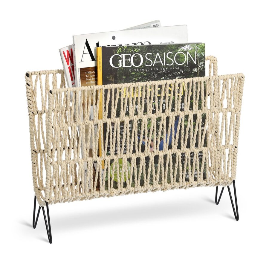 Zeitungsständer "Boho", Eisen/Papiergeflecht – Ansicht 2