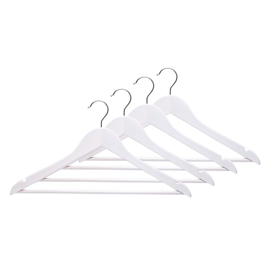 Kleiderbügel-Set, 4-tlg., Holz, weiß