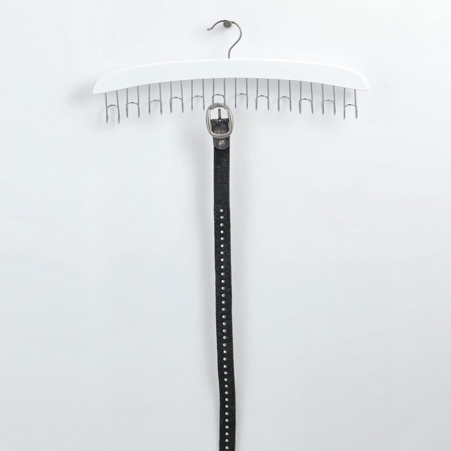 Gürtelhalter, Buche/Metall verchromt, weiß – Ansicht 2