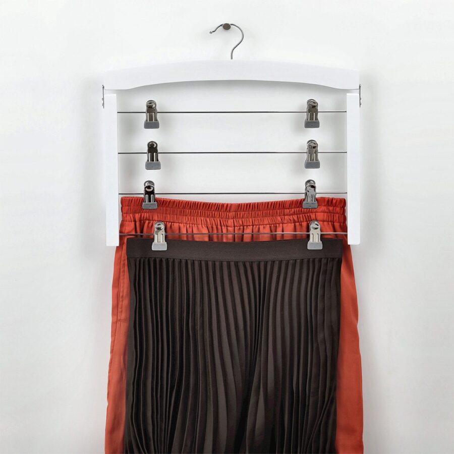 Mehrfach-Rockbügel, Buche/Metall verchromt, weiß – Ansicht 2